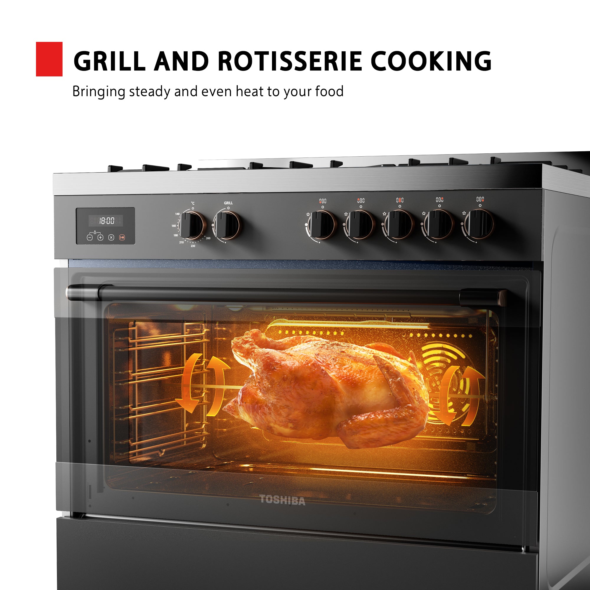 Toshiba 5-Burner Freestanding Gas Cooker RQ1-90MG5GE